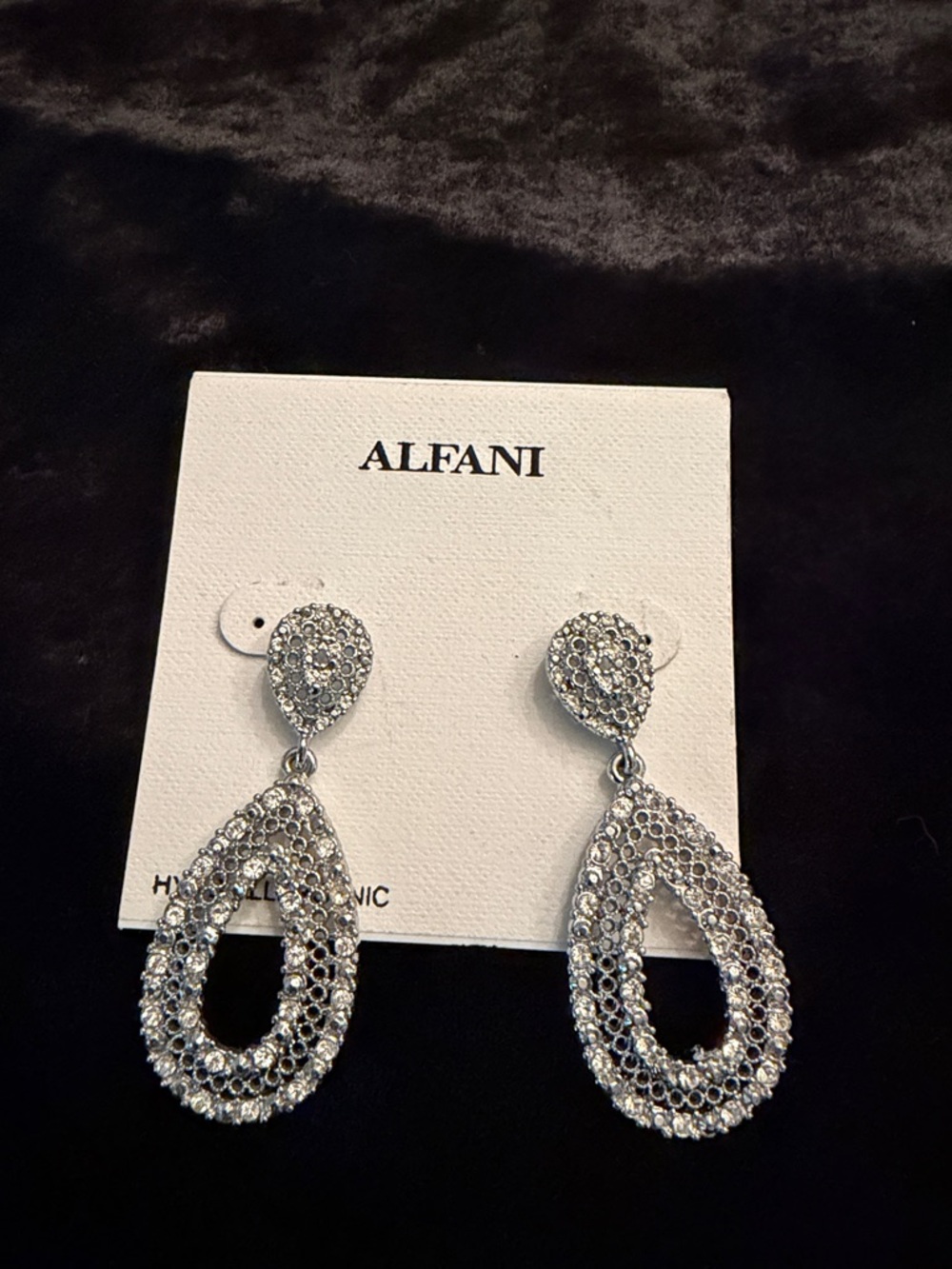 Alfani Silver-Toned Crystal Teardrop Dangle Earrings